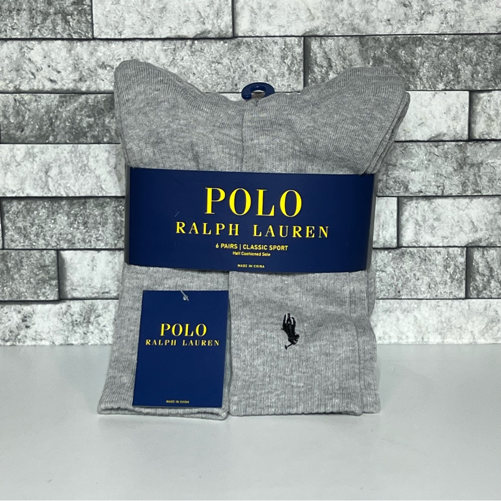 Polo Ralph Lauren Classic Sport Gray Tall Socks Mens Cotton Socks